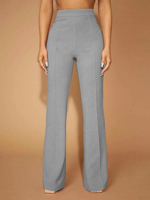 Women's Plain High Waist Flare Leg Pants, Pants for Women, Mufti Clothes, Casual Comfy Bell Bottom Trousers for Daily Wear, Summer Outfits 2024, Ladies Bottoms for All Seasons, Pants for Women, Downtown Girl Clothes